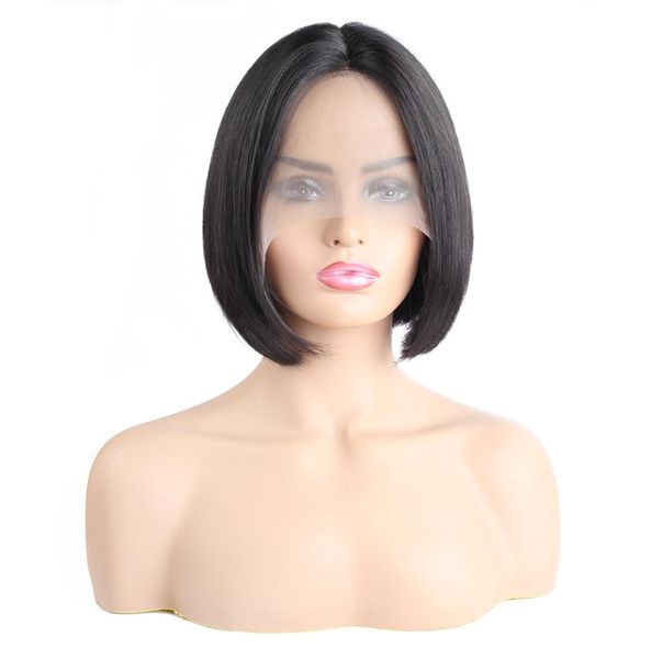 

indian hair straight short wig fashion t lace bob wigs peruvian human hair t lace front wigs brazilian human hair wigs3933714, Black;brown