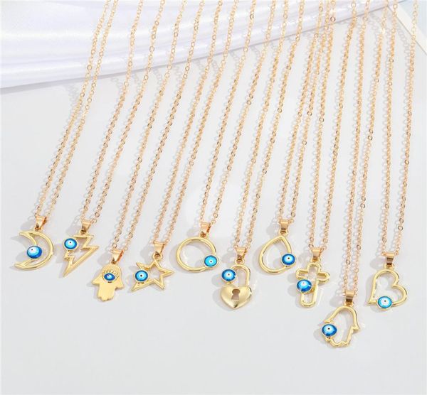 

whole creative geometric cross hollow blue eyes clavicle chain necklace devil039s eye pendant necklaces9984020, Silver