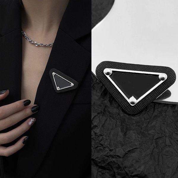 

p home upscale inverted triangle design brooch hundred pair pin feminine temperament tide personality luxury coat suit shirt accessories cor, Gray