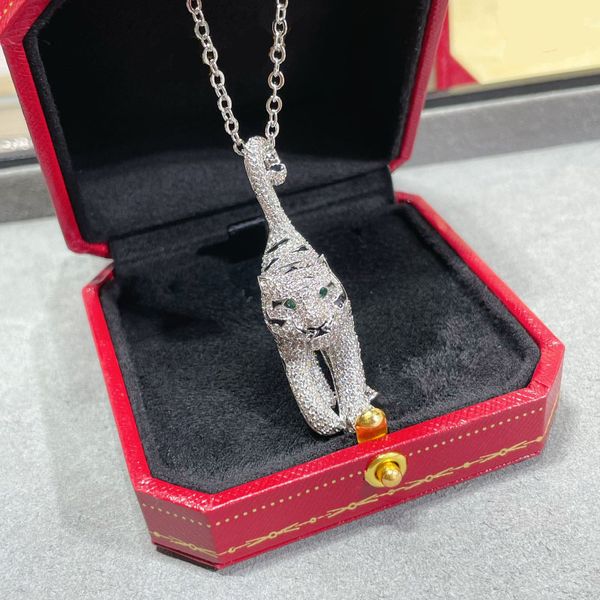 

full rhinestone leopard pendant necklace for women trendy jewelry, Silver