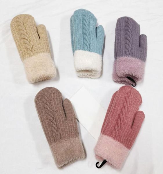 

women lady winter ski mittens thicken sports gloves solid color warm soft dhl9548025, Black