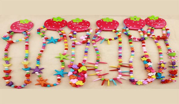 

diy baby beads necklace jewelry kids colorful beads necklacebracelets 2pcsset girls christmas party jewelry accessories c31792208336, Red;brown