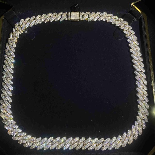 

yss jewelry 925 silver hip hop 12mm white gold plated cz prong cuban chain