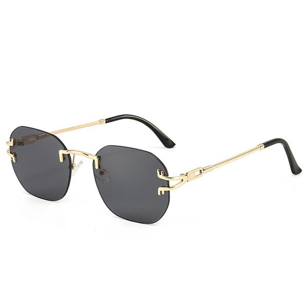 

designer brand sunglasses men luxury sunglasses for women korean fashion oval frame ocean sheet sunglasses rimless metal glasses m536, White;black