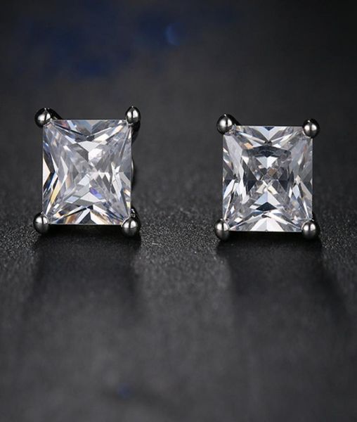 

6mm zircon earrings geometric square earrings hip hop male simple fashion wild ladies earrings factory whole9249090, Golden;silver