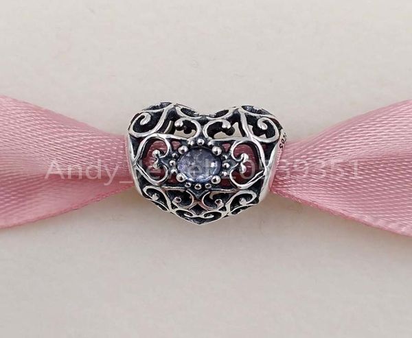

andy jewel authentic 925 sterling silver beads march signature heart birthstone charm charms fits european style jewelry bracelets & necklac, Black