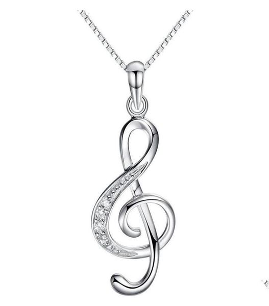 

925 sterling silver crystal woman necklace jewelry music note diamond pendant necklaces wedding vintage new arrival z1ft32715181
