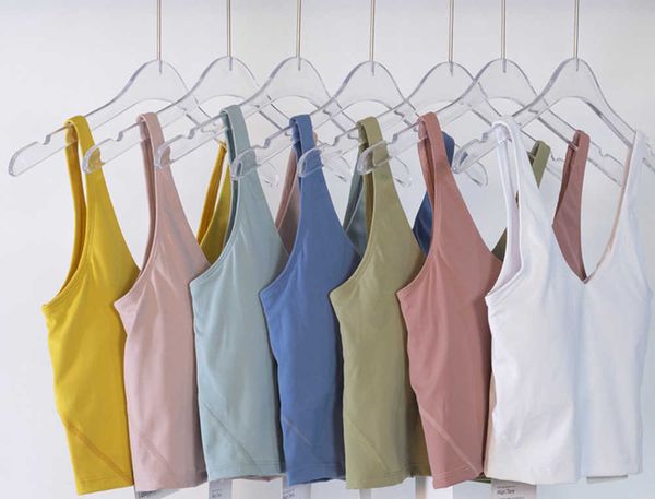 

ll align tank u bra yoga outfit women summer t shirt solid crop sleeveless fashion vest appeal back bra01223, Black;white