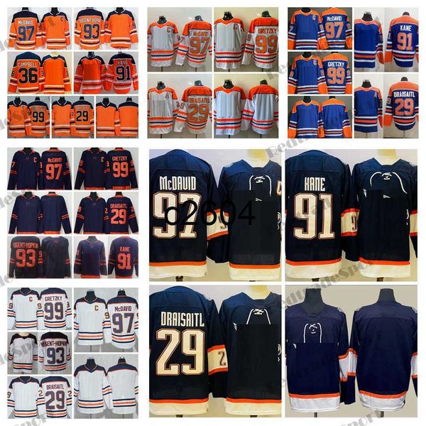 

c2604 2022 reverse retro 97 connor mcdavid hockey jerseys 99 wayne gretzky 29 leon draisaitl orange classic 93 ryan nugenthopkins 91 evander, Black