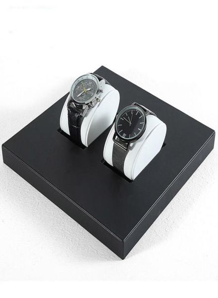 

luxury watch display stand pu leather men039s wrist watches bangle holder tray with cushion pillow for boutique shop showcase t1337480, Black