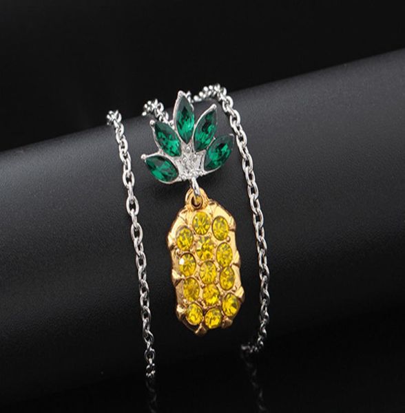 

pineapple necklaces for women green leaves ladies girl jewelry gift long chain necklace fruit pendant necklace3008167, Silver