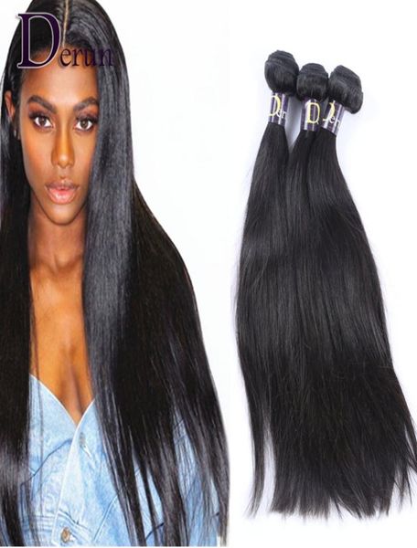 

peruivan malaysian indian brazilian hair bundles unprocessed straight human hair weave 3pcs dyeable hair extensions double weft9858539, Black