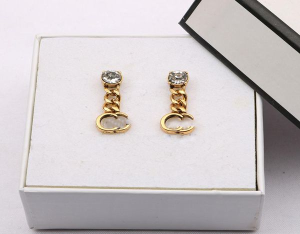 

stud charm 19 colour plated luxury brand designers letters stud chain geometric classic women tasse lrhinestone pearl earring wedd6676804, Golden;silver