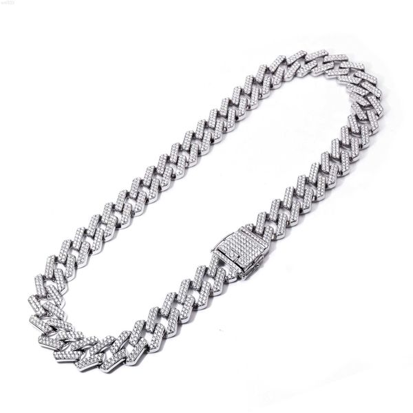

custom hip hop jewelry iced out with prong setting cuban link chain necklace for man/, Silver