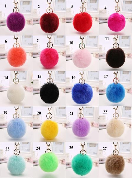 

8cm fluffy fur pom keychains toys soft faux rex rabbit ball car keyring pompom key chains gift for baby kids2053824, Silver