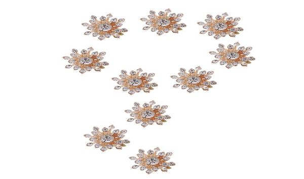 

10 pieces gold metal rhinestone flower embellishments button flatback crystal buttons sewing diy for clothing bags shoes dress6382895