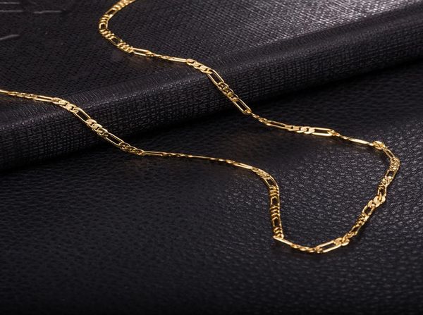 

selling necklace mens figaro chain 2mm 470mm necklaces chains 18k yellow goldrose gold plated worldwide fashion jewerly cahin4850045, Silver