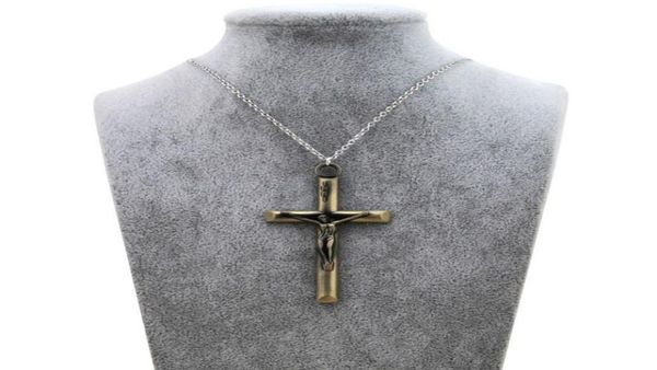 

original new retro cross jesus choker necklace women vintage silver inri crucifix prayer chain necklace men christian male jewelry6149698