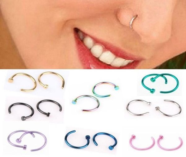

nose rings body piercing jewelry fashion jewelry stainless steel nose open hoop ring earring studs fake nose rings non piercin4285425, Silver