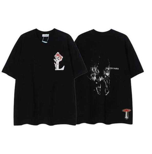 

designer lanvins t shirts mens women cottons man s casual shirt luxurys clothing street shorts sleeve clothes black, White;black