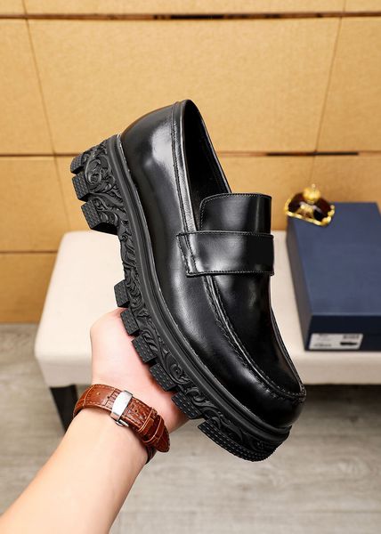 

2023 men business dress shoes brand designer loafers gentlemen brand formal party wedding platform oxfords size 38-45, Black