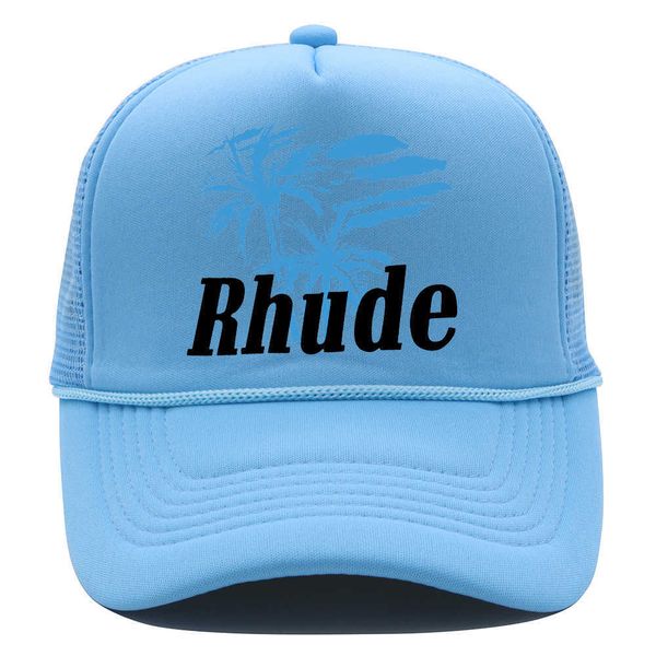 

ball caps american fashion brand new baseball cap summer leisure rhude mesh hat outdoor sunshade print truck hat fashion, Blue;gray