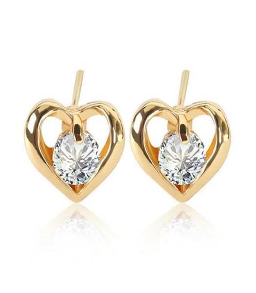 

hollow heart stud earrings cz stone silver gold plated earrings stud jewelry earrings9992957, Golden;silver