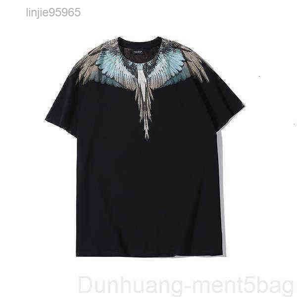 

tees tee t-shirt shirt s 20ss high end blue feather wing print couple short sleeve men 2s1s1 2gaeb{category}, White;black