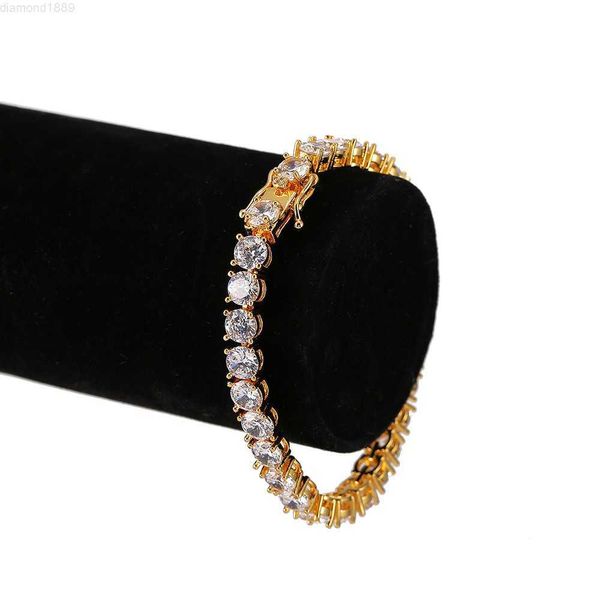 

miami 18k gold plated cluster 5mm tennis chain with vvs moissanite diamond, Silver