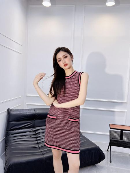 

chan2023 summer dresses for women new wool knitted skirt dresses dinner dress knit sling dress party dresses designer fashion dress mother&#, White;black