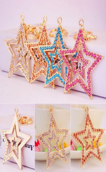 

bling bling crystal keychains hollowedout star pendant metal keychain star key chain metal key ring gift unisex5028265, Silver