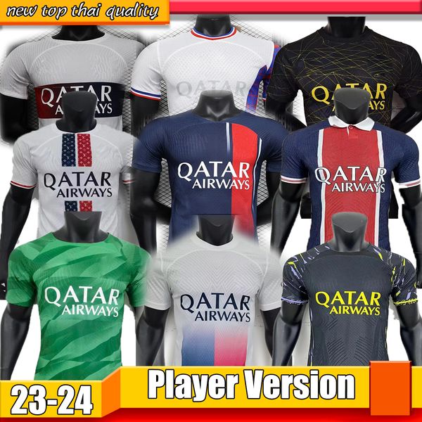 

player version 2023 2024 soccer jerseys maillot de foot mbappe hakimi marquinhos verratti paris football shirt 23 24 fabian sergio ramos psg, Black;yellow