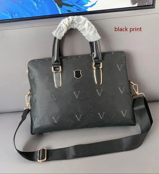 

classic men shoulder briefcase black leather designer handbag business lapbag messenger bags with nameplates totes men's luggage comput