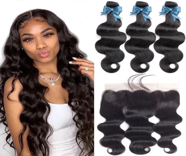 

brazilian hair weave bundles with frontal beaudiva hair brazilian body wave human hair bundles with lace frontal closure8143925, Black