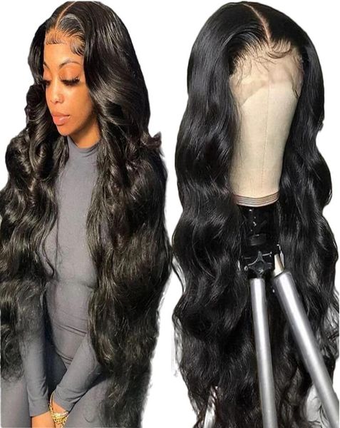 

30inch brazilian body wave human hair wigs 13x4 lace closure wig 180 density pre plucked lace front wigs gagaqueen hair9397178, Black;brown