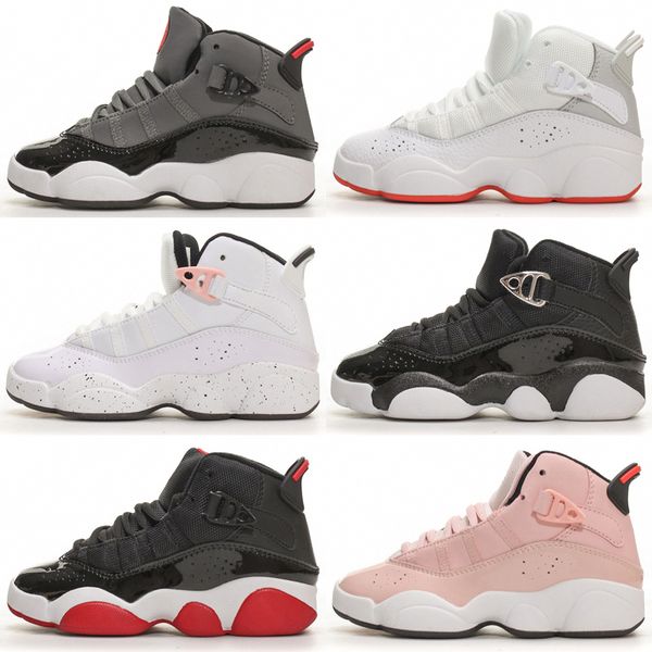 

jumpman 6 rings basketball kids shoes 6s children sneakers boys toddlers kid youth outdoor walking trainers khaki green red sport shoe girls, Black