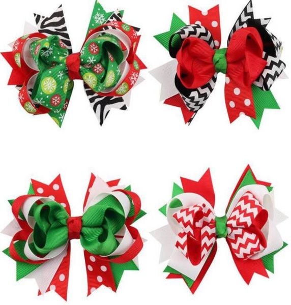 

xmas bow clip 45inch christmas design hair flowers children headwear kids hairpin girls hair clips baby hair accessories hd32969646658, Slivery;white
