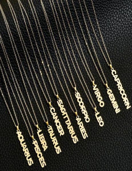 

new personalized letter zodiac necklace constellation custom titanium steel letter necklace birthday jewelry gifts5510864, Silver