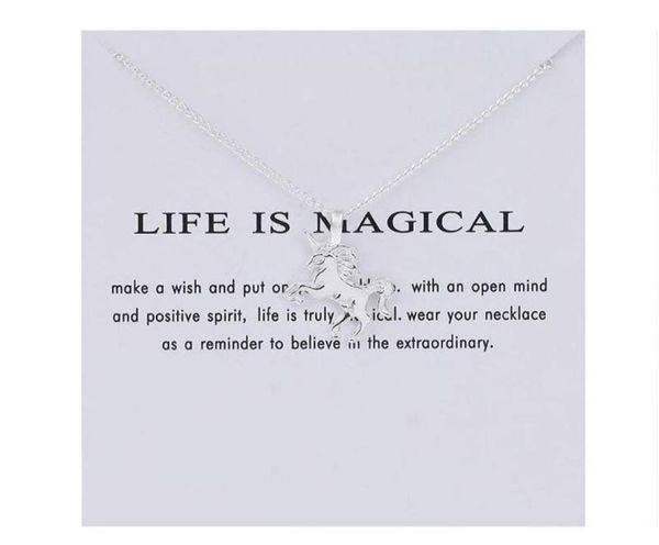 

new golden silver horse pendant necklace alloy chain chocker with card whole jewelry gift f sqcsyu queen661587438