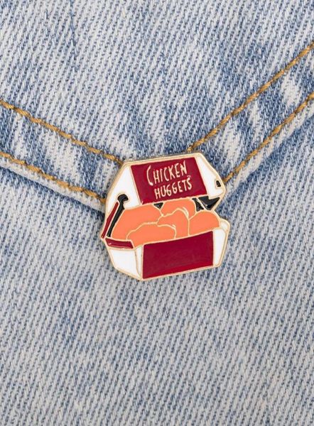 

funny chicken huggets brooch pins cartoon creative metal enamel brooches for boys gift jewelry clothes badges denim shirt lapel pi9006575, Gray