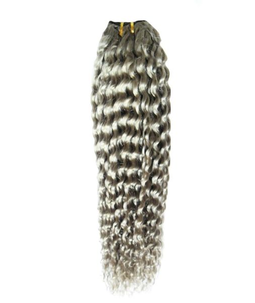 

human hair grade 8a brazilian kinky curly weaves 100gpc silver gray hair extensionsdouble weft quality no shedding tangl2420194, Black