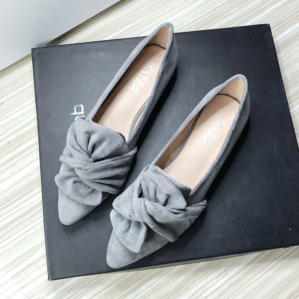 

flat shoes for women suede velvet spring summer casual shoes women flats bow flower pointed scoop shoes slip on size 33 34 43, Black