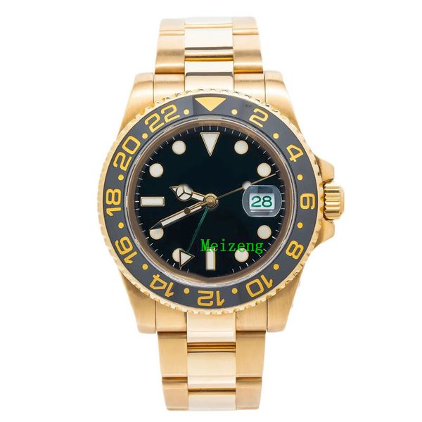 

luxury wristwatch brand new men's automatic watches gmt ii 40mm 116718 black dial with yellow gold oyster bracelet, Slivery;brown