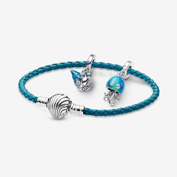 

2023 new 925 charm bracelets glow in the dark hermit crab and color changing jellyfish bracelet set diy fit pandora necklace designer jewelr, Golden;silver