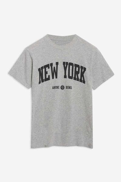 

anine bing women designer t-shirt classic letter print sleeve embroidery cotton short tees fashion23ess, White