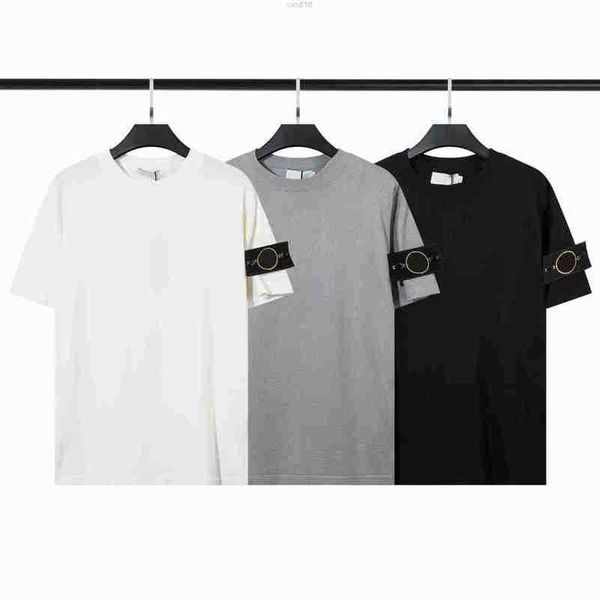 

men's t shirt company designer stone tees summer menswear breathable loose button badge lovers street fashion 100% cotton polo shirt cp, White;black