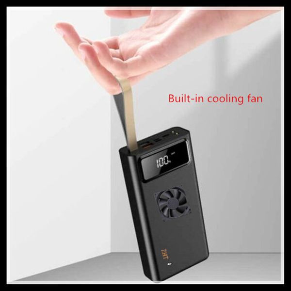 

cell phone power banks 50000mah 5v 2a power bank portable charging poverbank mobile phone external battery + built-in cooling fan