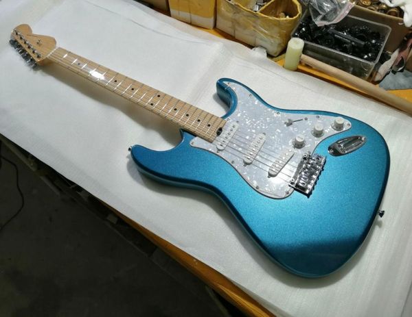 

fpst1108 metal blue color solid body white pick guard maple fretboard tremolo elite electric guitar3732141