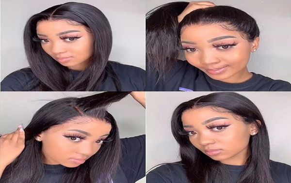 

straight lace front human hair wigs pre plucked hd transparent lace wig with baby hair brazilian remy lace front closure wigs1434524, Black