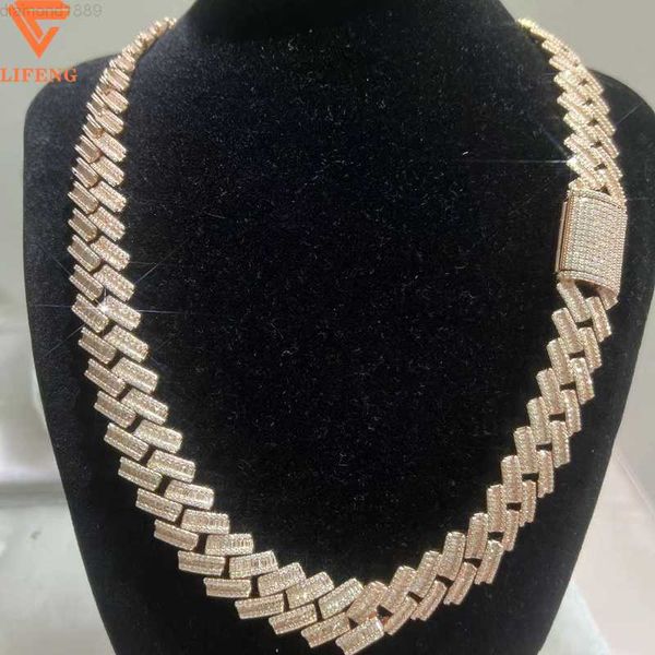

luxury custom hip hop cuban link necklace white gold ice plated moissanite diamond cuban chain, Silver